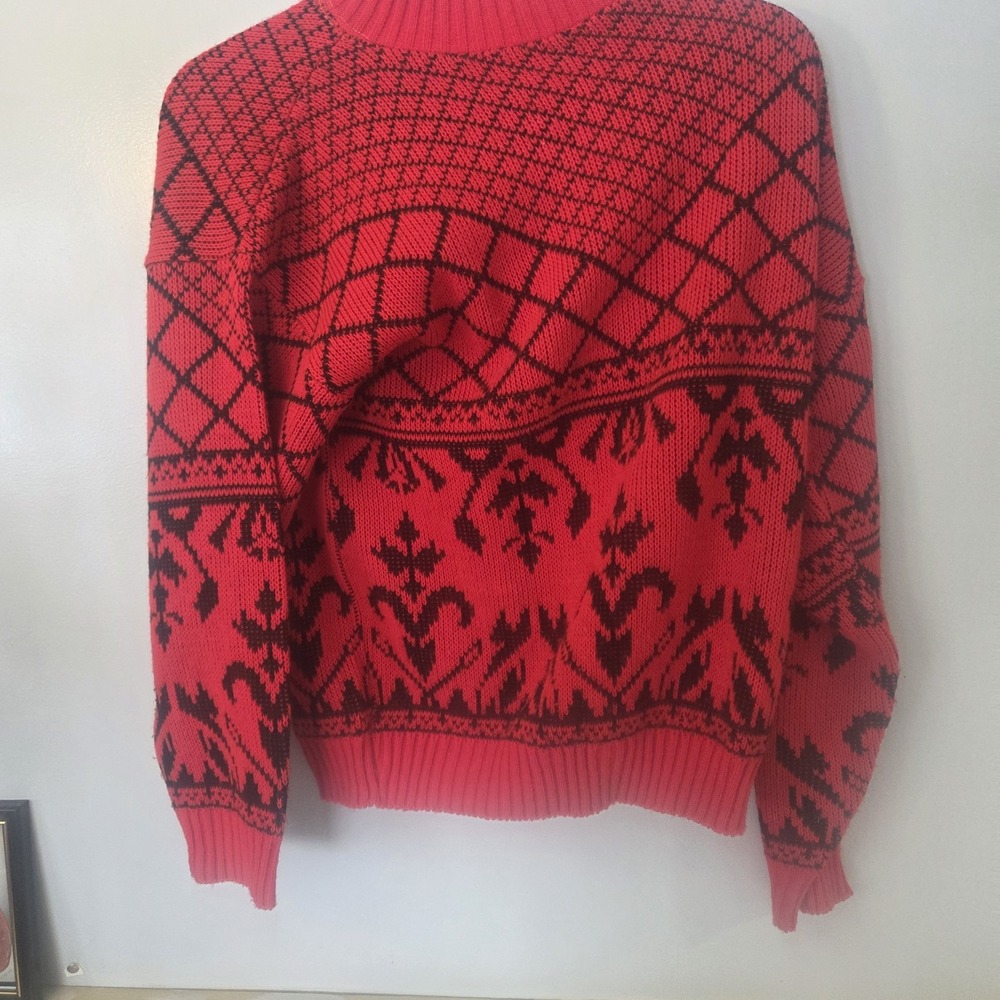VTG Ski Sweater Womens M Red Nordic Fair Isle Preppy Lauren Co Knit  Grandmacore